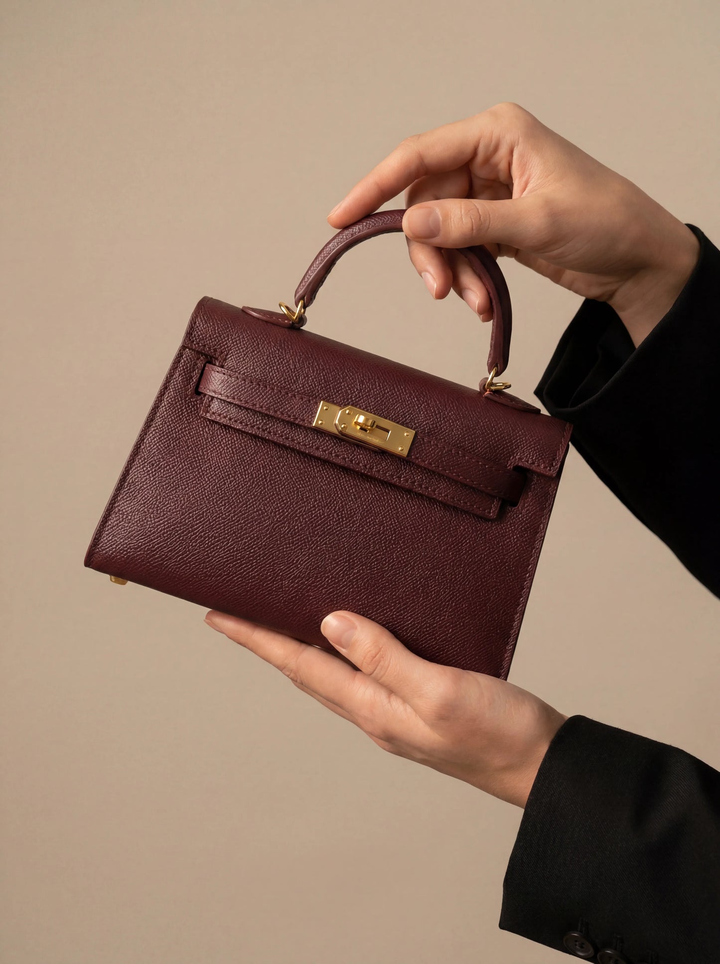 The Essential Bag - Berry Noir, Gold hardware